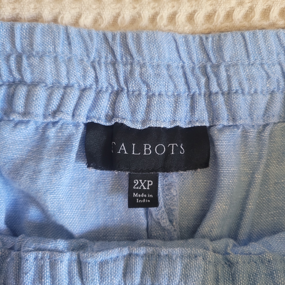 Talbots 100% Linen Sky Blue Wide Leg Pants 2XL Petite - Picture 12 of 13